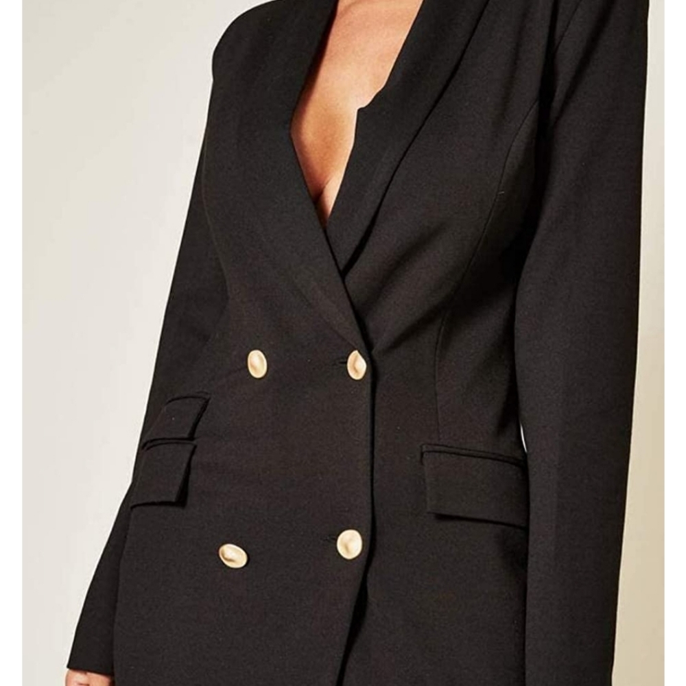 UNIQUE21 Women Luxe Stain Breasted Asymmetric Blazer Dress/ Size 12 NWT - Picture 6 of 9